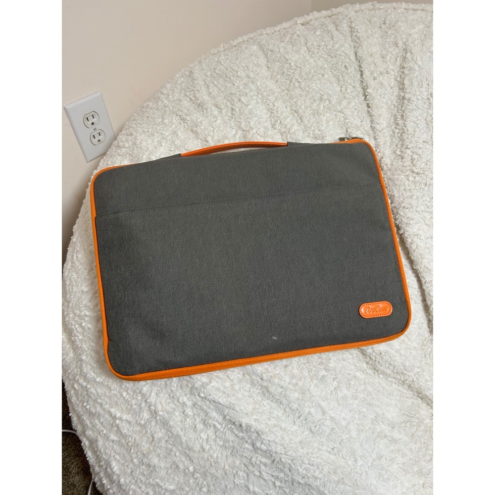ProCase Laptop Sleeve Case Pouch Gray‎ Orange Handle Zipper Closure
